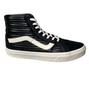 VANS Sk8-Hi Sneakers Sz 7.5W 6M Black Leather Padded Collar Ankle Support